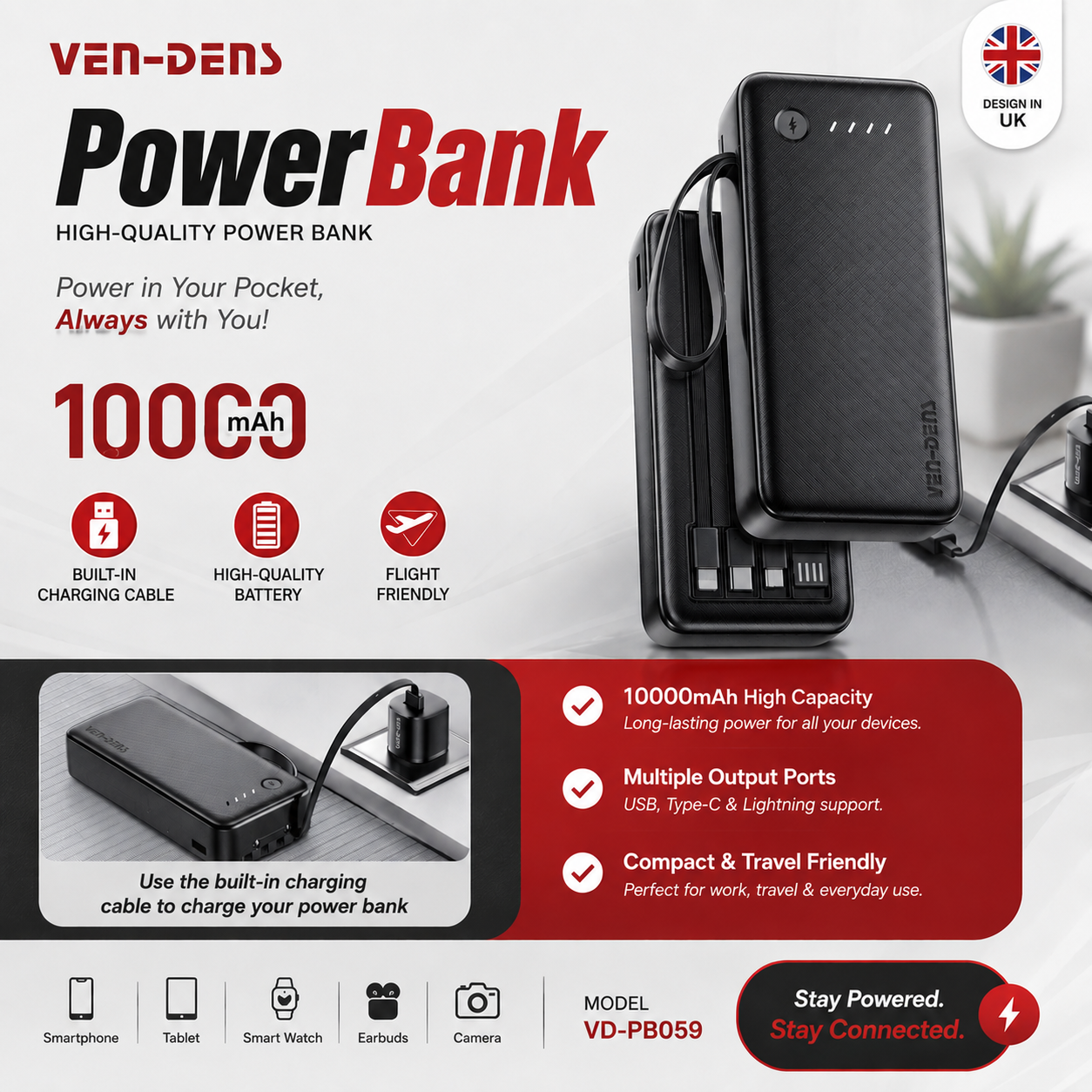 VEN-DENS VD-PB059 20000mAh Power Bank